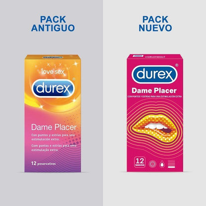 DUREX Preservativo Dame Placer con Puntos y Estrías Pack 2x12 unidades-4