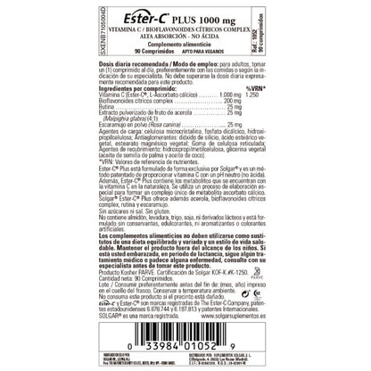 SOLGAR Ester-C Plus 1000mg Vitamina C 90 Comprimidos-3