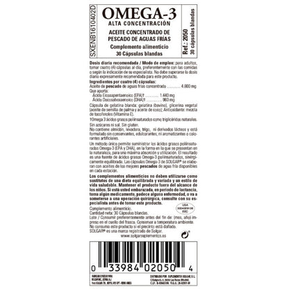 SOLGAR Omega-3 Alta Concentración 30 Cápsulas Blandas-3