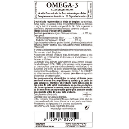SOLGAR Omega-3 Alta Concentración 60 Cápsulas Blandas-3