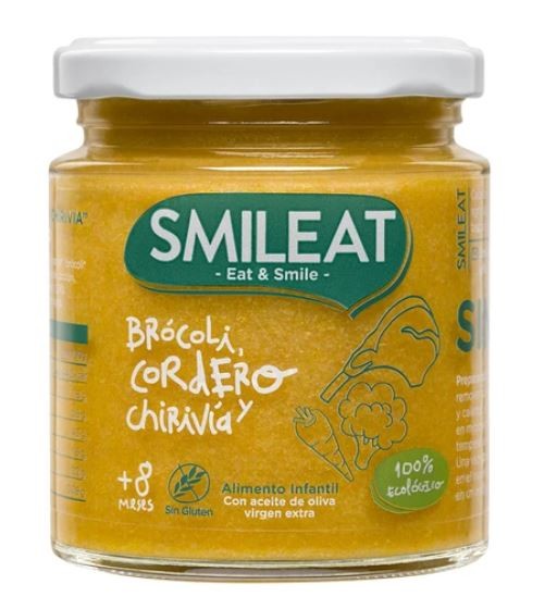 SMILEAT Tarrito Ecológico de Brócoli, Cordero y Chirivía 230g-1