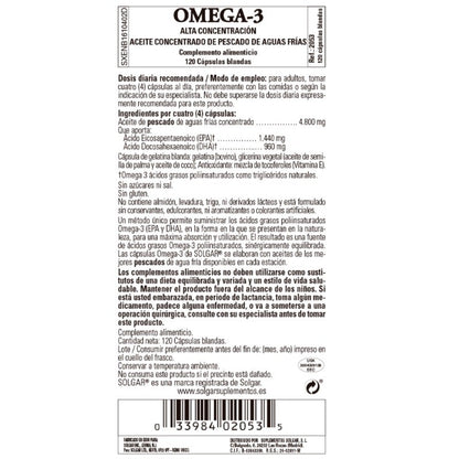SOLGAR Omega-3 Alta Concentración 120 Cápsulas Blandas-3