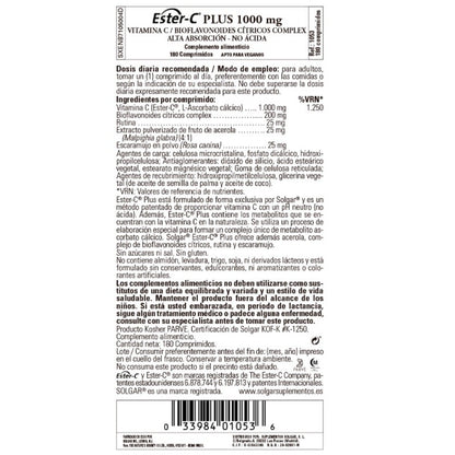 SOLGAR Ester-C Plus 1000mg Vitamina C 180 Comprimidos-3