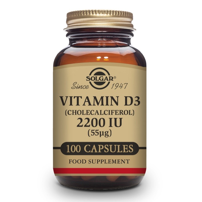 SOLGAR Vitamina D3 2200Ui (55 Mcg) (Colecalciferol) 100 Cápsulas Vegetales-1