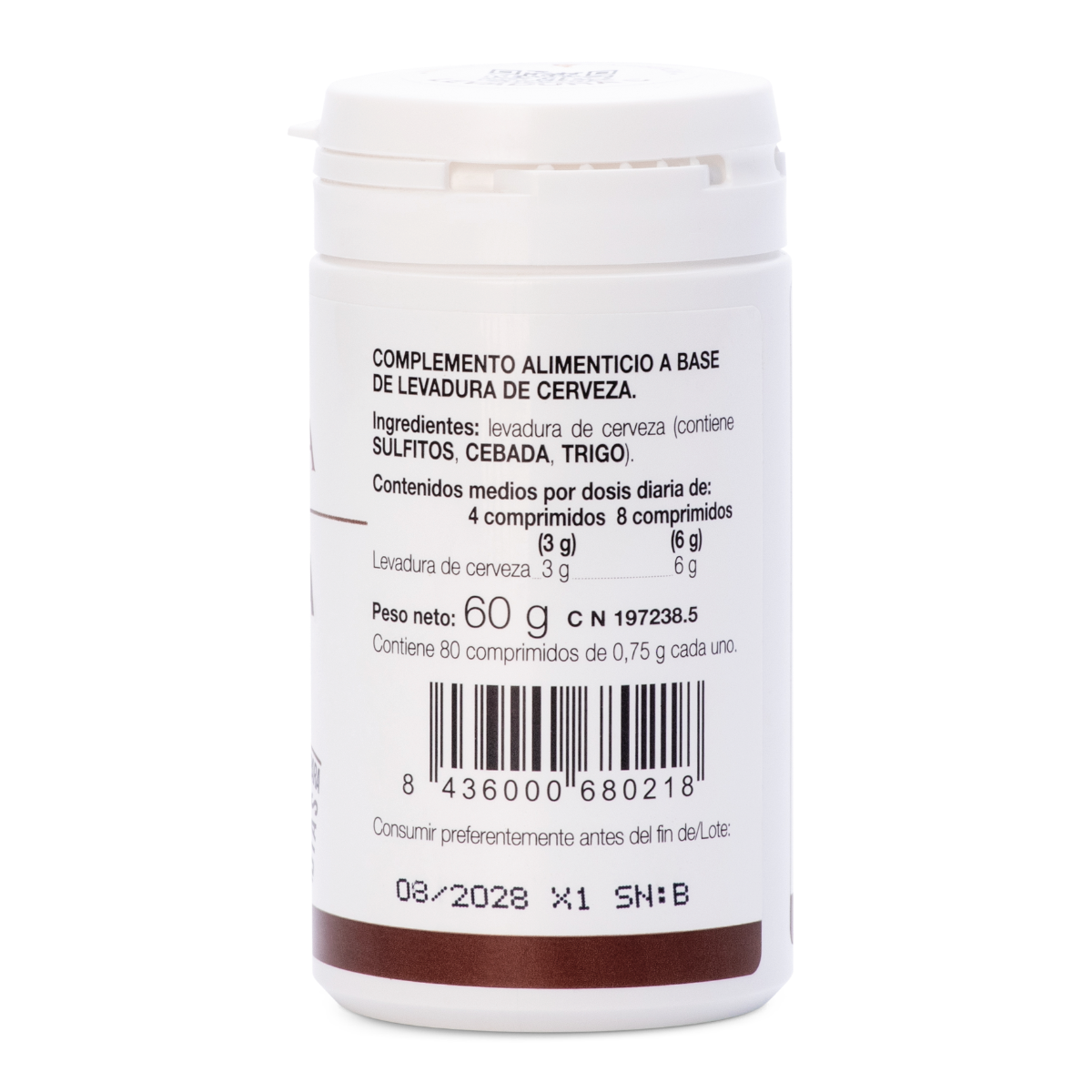 Ana María Lajusticia Levadura de Cerveza con Germen de Trigo y Tiamina (B1) 80 Comprimidos