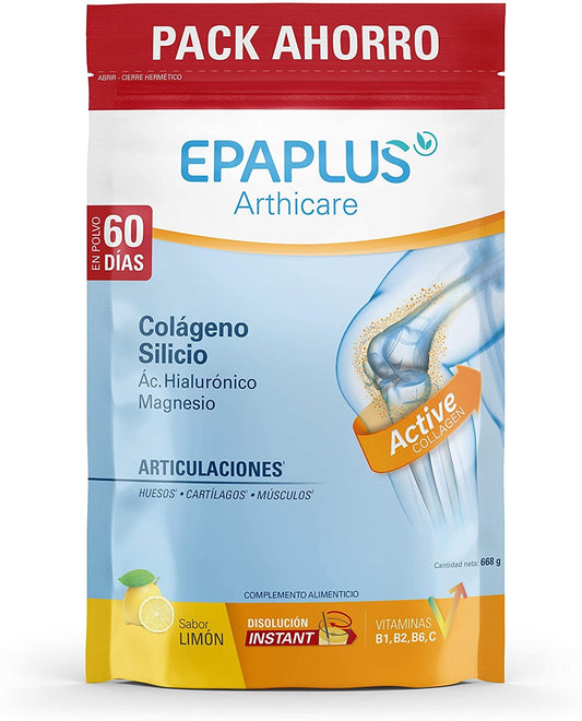 EPAPLUS Arthicare Colágeno + Silicio + Hialurónico + Magnesio Polvo Sabor Limón 668gr (60 Días)-1
