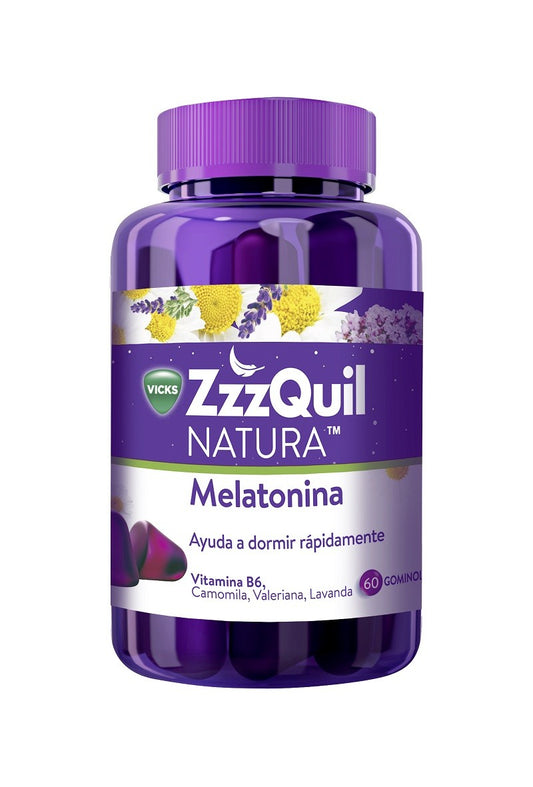 ZzzQuil Natura Mélatonine Saveur Fruits des Bois 60 Gummies