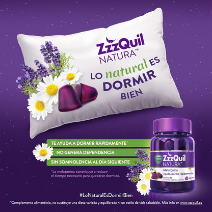ZzzQuil Natura Mélatonine Saveur Fruits des Bois 60 Gummies