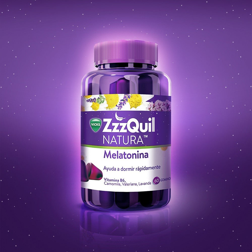 ZzzQuil Natura Mélatonine Saveur Fruits des Bois 60 Gummies