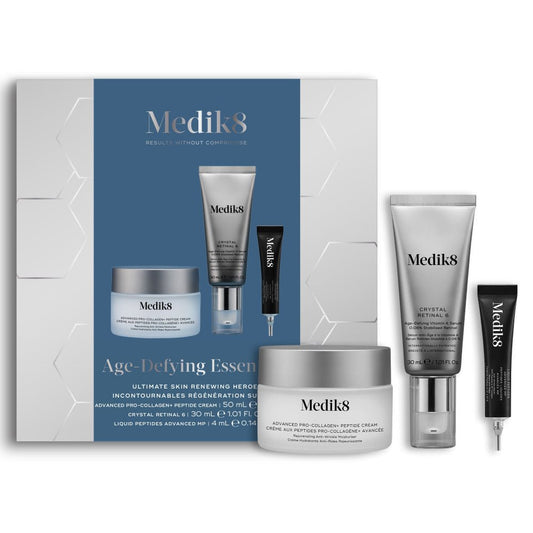 Medik8 Age-Defying Essentials: Advanced Pro Collagen+ 50 ml + Crystal Retinal 6 30 ml + Liquid Peptides Advanced 4 ml