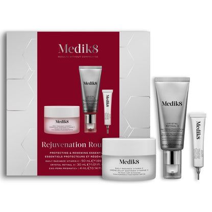 Medik8 Rejuvenation Routine: Daily Radiance Vitamin C 50 ml + Crystal Retinal 3 30 ml + Exo-PDRN Prismatic 4 ml
