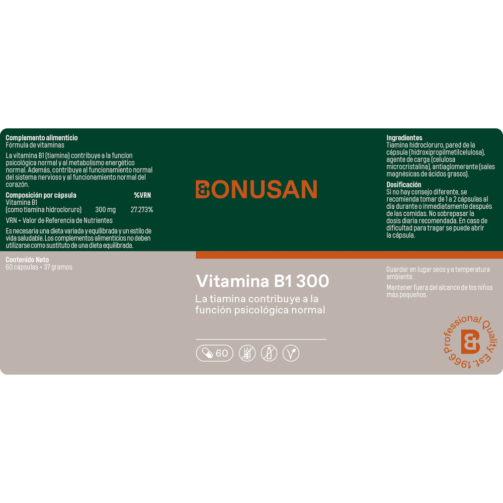 Bonusan Vitamin B1 (Thiamin Hcl) 300 Mg 60 Capsules
