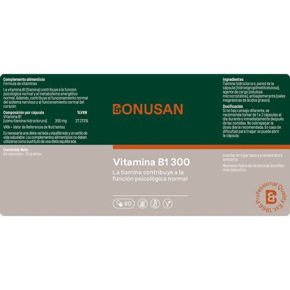 Bonusan Vitamin B1 (Thiamin Hcl) 300 Mg 60 Capsules