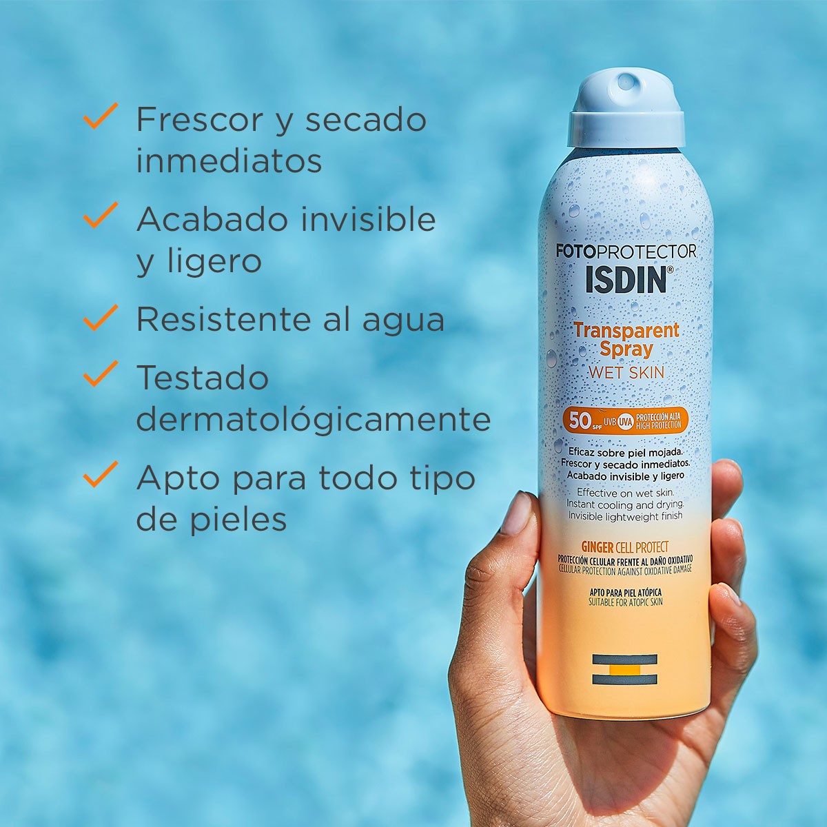 ISDIN Fotoprotector Transparente Spray Wet Skin SPF 50+ 250ml-5