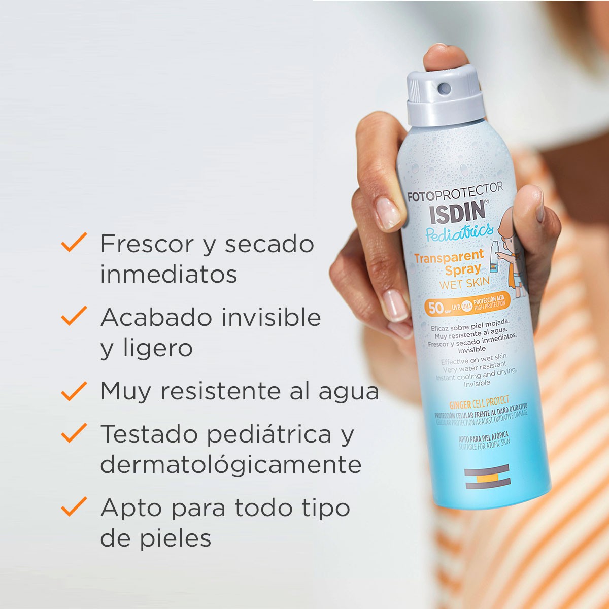 ISDIN Fotoprotector Transparent Spray Wet Skin Pediatrics SPF 50+ 250m-5