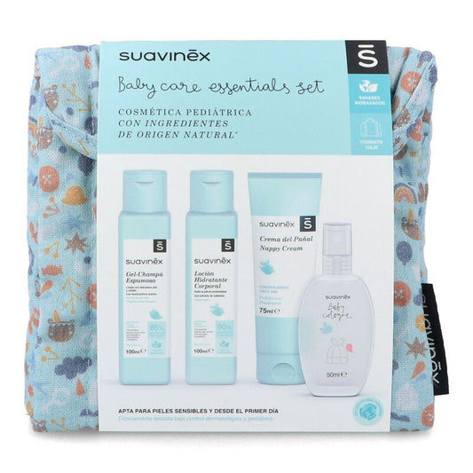 SUAVINEX Sac de voyage en tissu bleu Ensemble d'essentiels de soins pour bébé