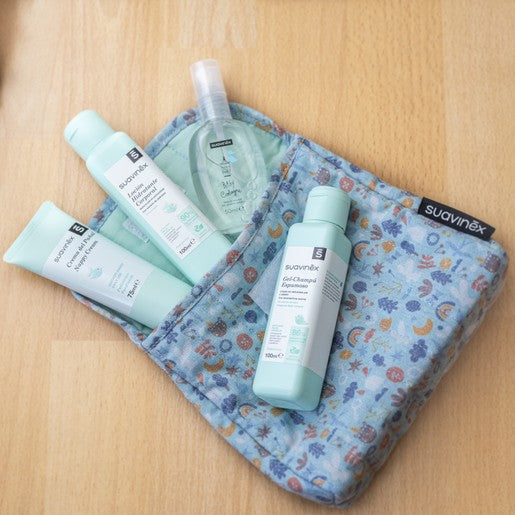 SUAVINEX Sac de voyage en tissu bleu Ensemble d'essentiels de soins pour bébé