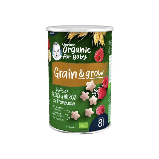 GERBER Puff Snacks Blé et Riz à la Framboise BIO +8 Mois 35g
