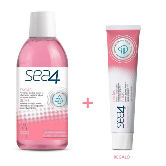 SEA4 Colutorio Encías 500ml + Pasta de Dientes Encías 75ml GRATIS-1