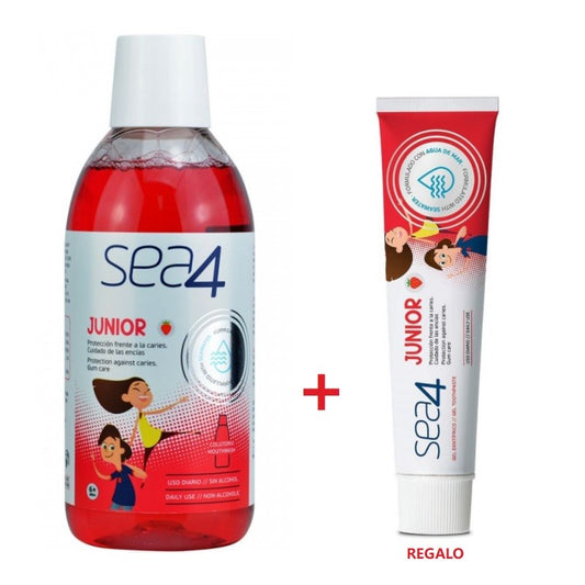 SEA4 Colutorio Infantil 500ml + Pasta de Dientes Junior 75ml GRATIS-1