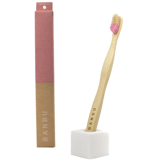 BANBU Cepillo de Dientes de Bambú Medio color Rosa-1