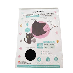 Mascarillas Reutilizables Higiénicas Niños ERGONATURAL Negra 2 Unidades-1