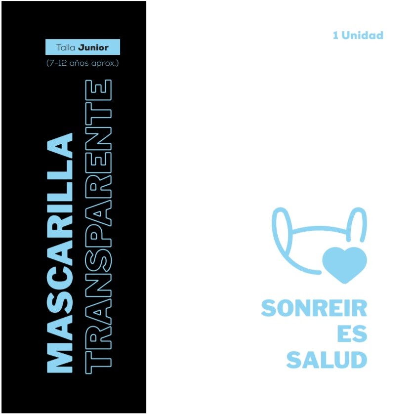 Mascarilla Transparente Homologada Reutilizable Niños (7-12 años) Color Gris 1 Mascarilla - INCA-5