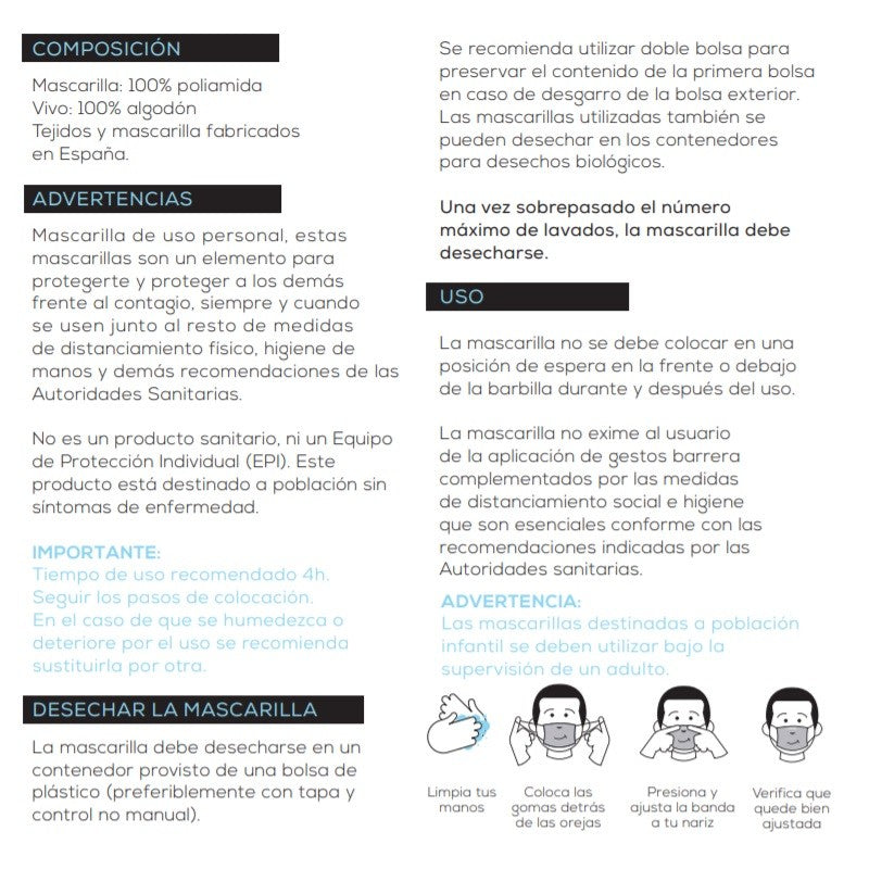 Mascarilla Transparente Homologada Reutilizable Niños (7-12 años) Color Gris 1 Mascarilla - INCA-7