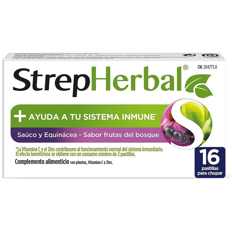 STREPHERBAL Saúco y Equinácea sabor Frutas del Bosque 16 pastillas de chupar-1