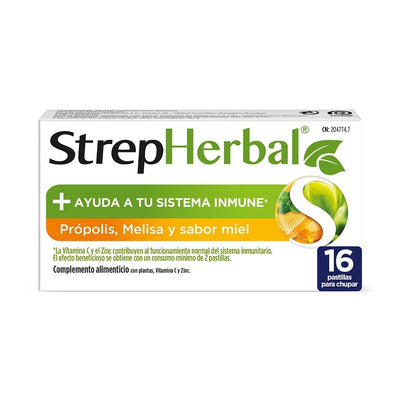 STREPHERBAL Própolis y Melisa sabor Miel 16 pastillas de chupar-1