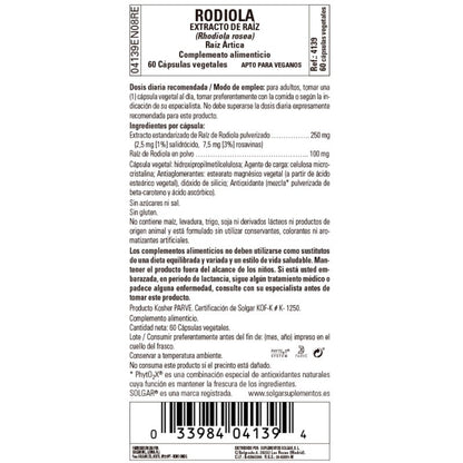 SOLGAR Rhodiola (Raíz de Rodiola) 60 cápsulas vegetales-3