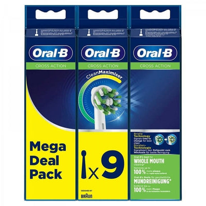 ORAL-B CrossAction Recambio Cepillo de Dientes Eléctrico con CleanMaximiser 9 Cabezales-1