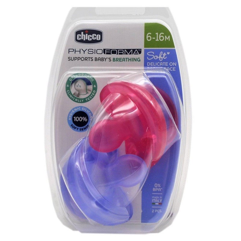 CHICCO 2xChupete Physio Soft Silicon Rosa 6-16m (Todogoma)-1