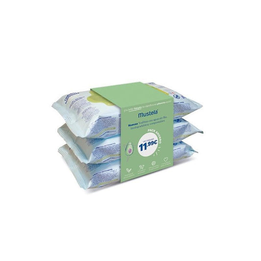 MUSTELA BIO Lingettes Nettoyantes Avocat Pack 3x60 (180 unités) PACK ÉCONOMIQUE