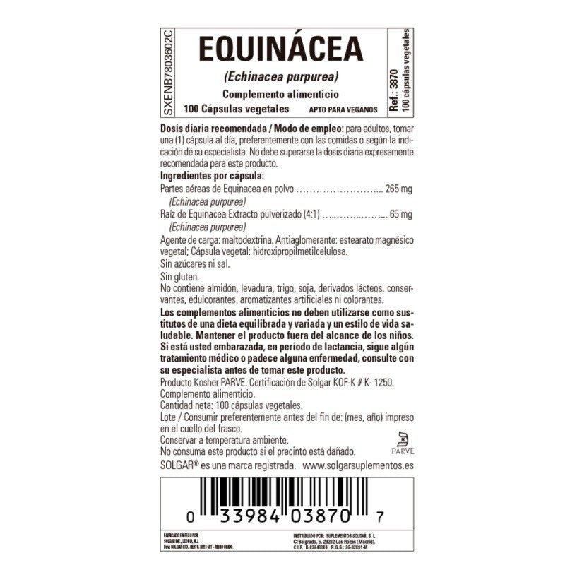 SOLGAR Equinacea 100 Cápsulas Vegetales-3