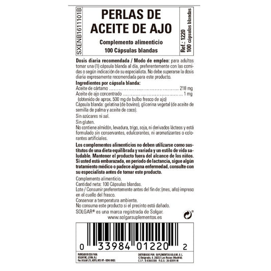 SOLGAR Perles d'Huile d'Ail 100 capsules molles
