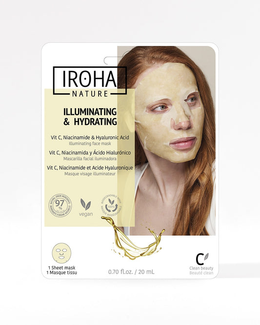 IROHA NATURE Masque facial en tissu éclaircissant et hydratant à la vitamine C 1 unité
