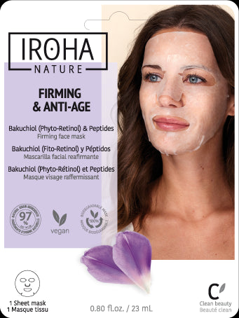 IROHA NATURE Masque Facial en Tissus Raffermissant et Anti-Âge Bakuchiol (Phyto-Rétinol) 1 unité