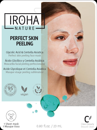 IROHA NATURE Masque Facial en Tissu Peeling Perfect Skin à l'Acide Glycolique 1 unité