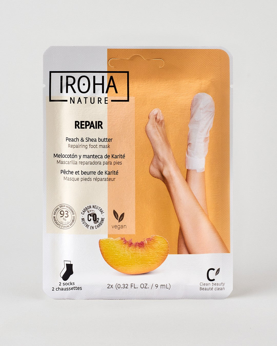 IROHA NATURE Calcetines Mascarilla Reparadores con Melocotón y Manteca de Karité 2uds-1