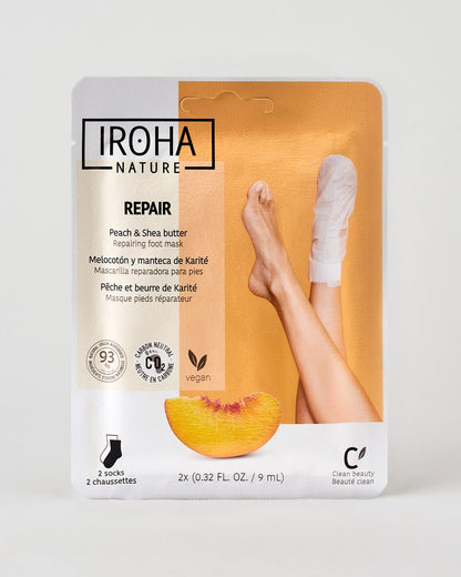 IROHA NATURE Calcetines Mascarilla Reparadores con Melocotón y Manteca de Karité 2uds-1