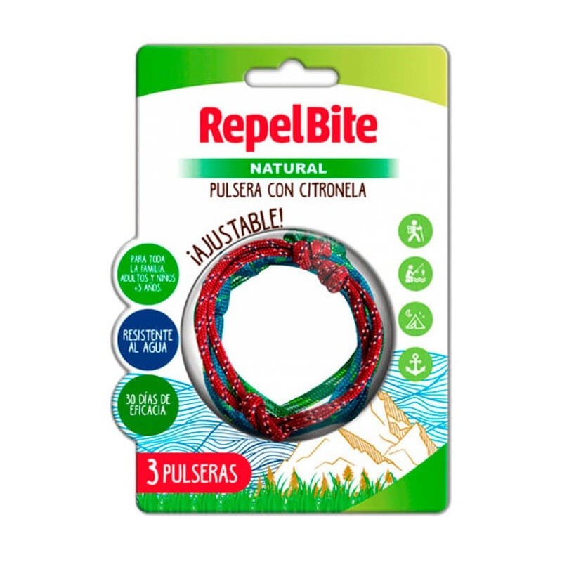 REPEL BITE Natural Pulsera Antimosquitos de Cuerda con Citronela 3 Unidades-1