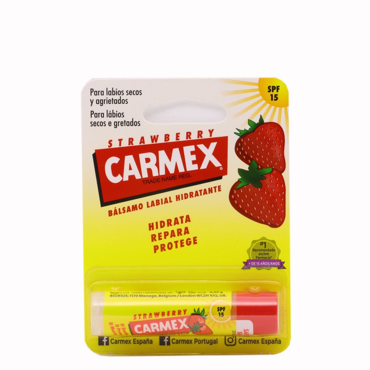 CARMEX Bálsamo Labial Hidratante sabor Fresa SPF15 (4,9ml)-1