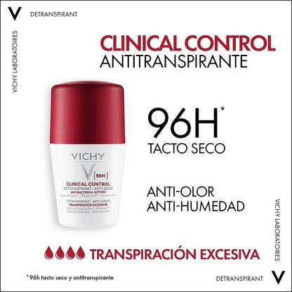 VICHY Desodorante Antitranspirante 96h Roll-On Clinical Control 50ml-5