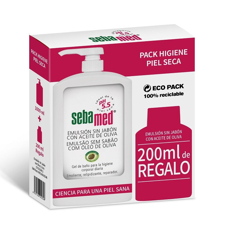 SEBAMED Emulsión Sin Jabón con Aceite de Oliva 1L+ 200ml de REGALO-1