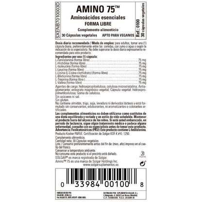SOLGAR Amino 75 (30 Cápsulas Vegetales)-2