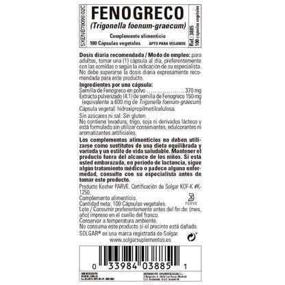 SOLGAR Fenogreco 100 Cápsulas Vegetales-2