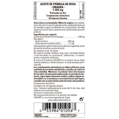 SOLGAR Aceite de Prímula de Rosa 1300mg (30 Cápsulas Blandas)-2