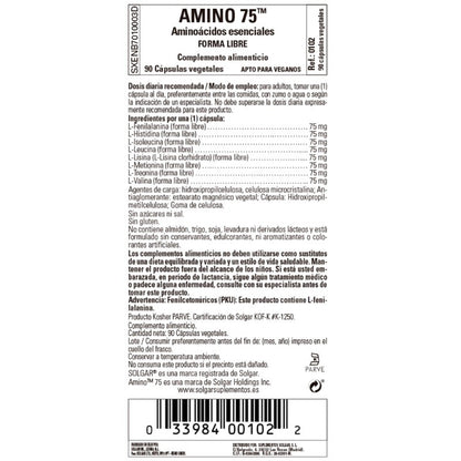 SOLGAR Amino 75 (90 Cápsulas Vegetales)-2