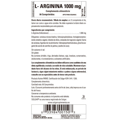 SOLGAR L-Arginina 1000mg (90 Comprimidos)-2